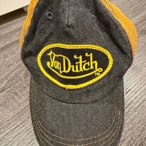 Von Dutch Black and Yellow Trucker Hat Vintage Y2K from 2004